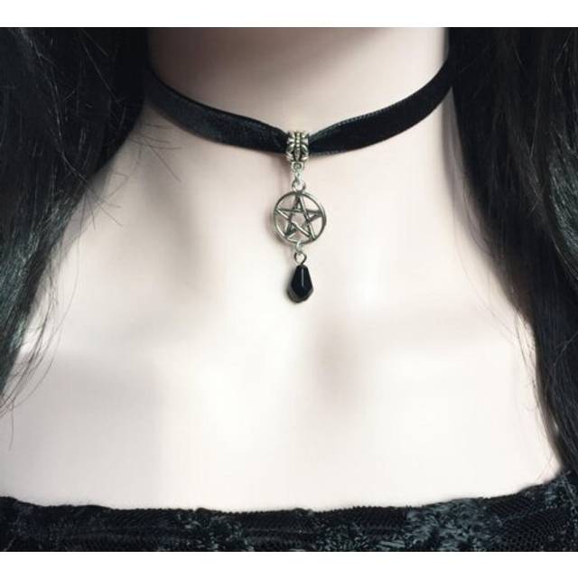 Crescent Moon Choker, Velvet Choker Necklace - Multicoloured