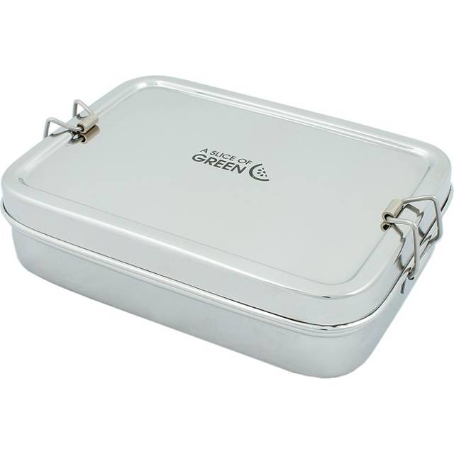 A Slice of Green Large Rectangle Stainless Steel Lunch Box with Mini Container