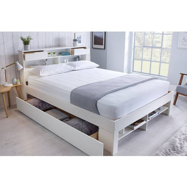 Fabio Double White Wooden 2 Drawers Storage Bed Frame