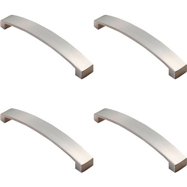 4x Flat Curved Bow Pull Handle 172 x 25mm 160mm Fixing Centres Satin Nickel