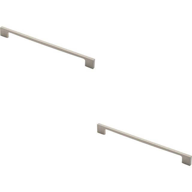 2x Slim D Shape Pull Handle 290 x 9mm 256mm Fixing Centres Satin Nickel