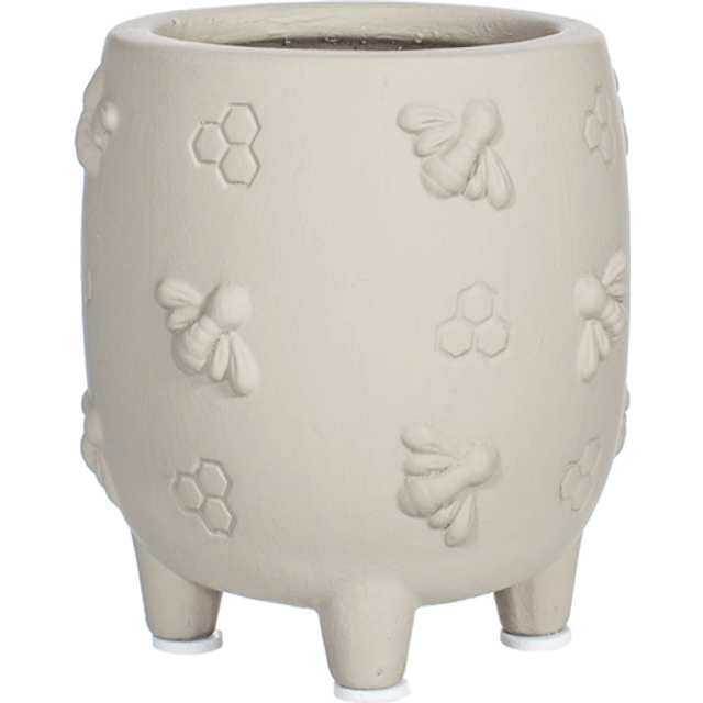 Sass & Belle Mini Legged Cement Planter Grey Bees Home Plant Pot