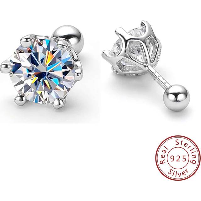 LOVESSOM 1 Piece Of Fashionable 925 Sterling Silver 0.5 Carat - 1 Carat Moissanite Diamond, No Need To Remove When Sleeping, Can Be Used As Eyebrow Nail, Navel
