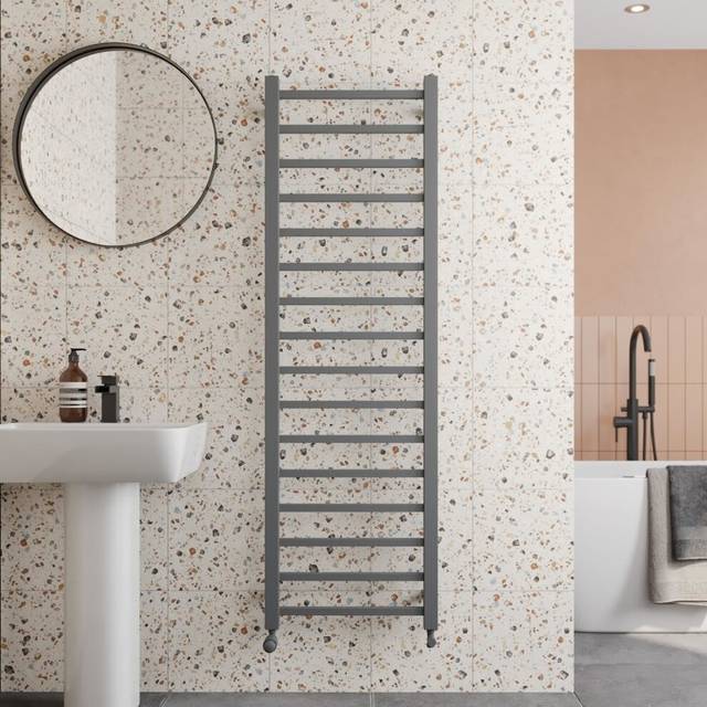Solaro square bar heated towel rail anthracite - 1600 x 500mm