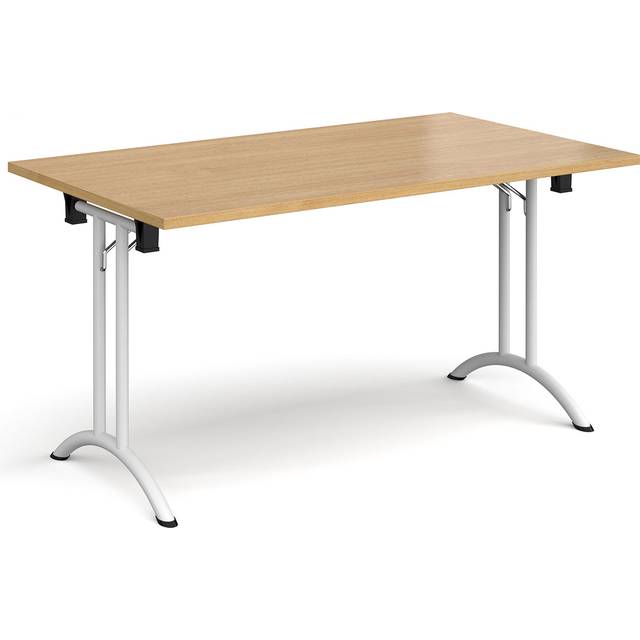 Rectangular Folding Meeting Table with White Curved Legs - 1400mm - Oak