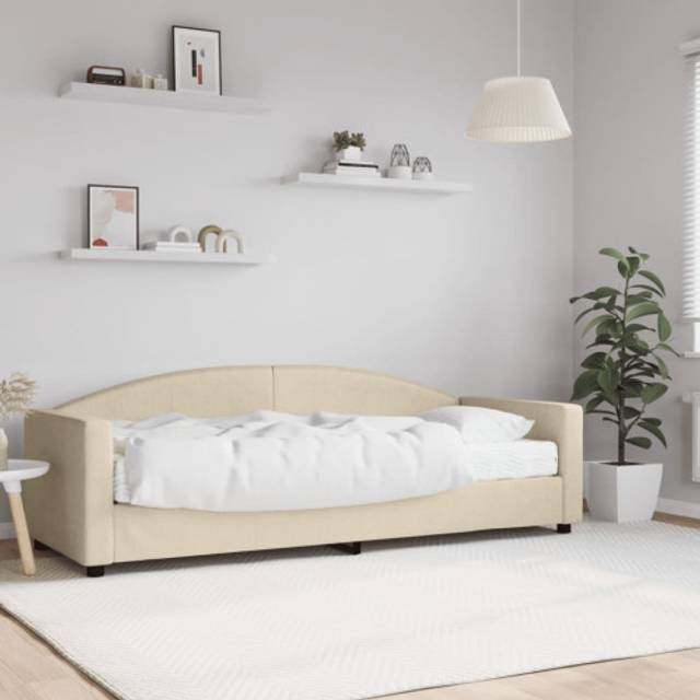 Dagbädd med madrass beige 80x200 cm tyg