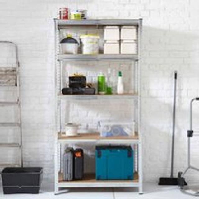 XL 5 Tier Large Steel Shelf Shelving 180cm x 40cm x 90cm - Silver - One Size