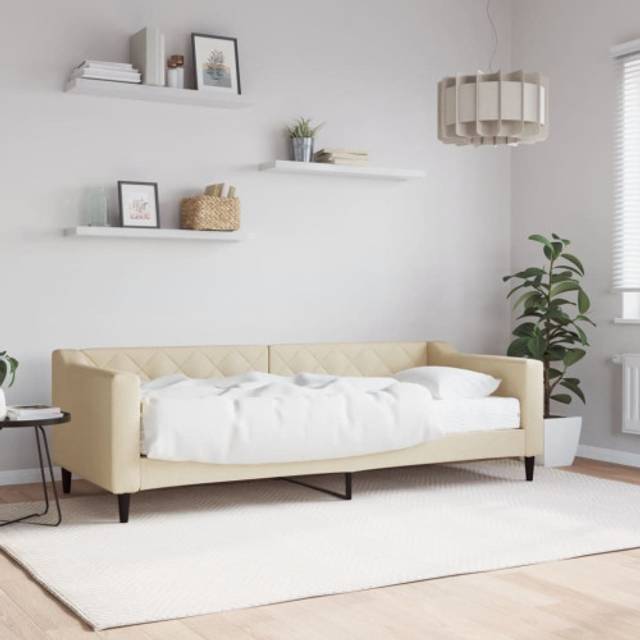 Dagbädd med madrass beige 80x200 cm tyg