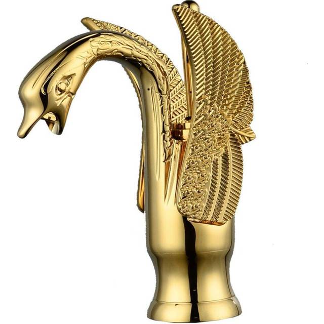 European Swan Antique Bathroom Basin Faucet Hot & Cold Water Mixer Tap Single Handle Copper Deck Mount