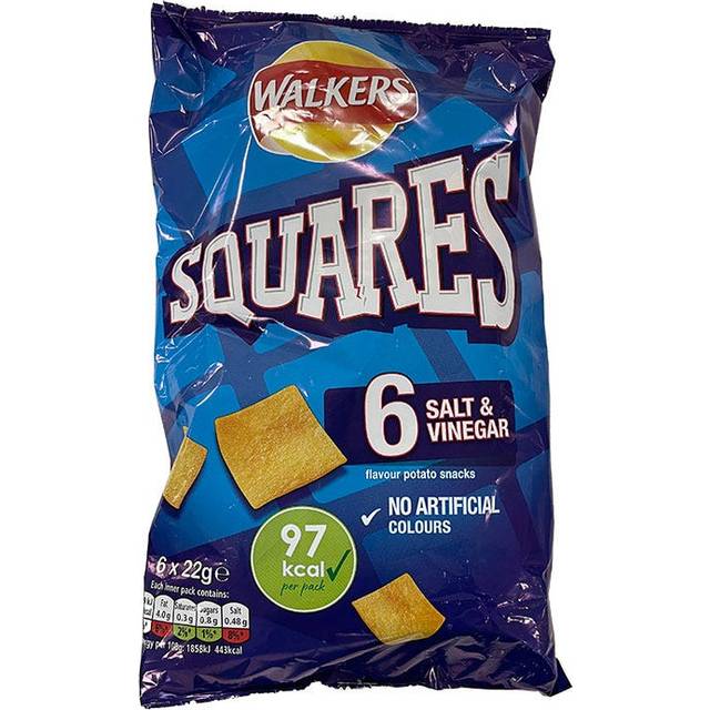 Walkers Squares Salt & Vinegar Multipack Crisps 6X22G