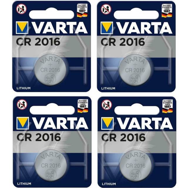 4x VARTA CR2016 Lithium 3V Battery Suitable for Watches, Remotes, Key Fobs