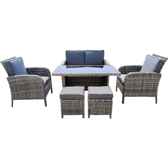 Furniture One Rattan Bistro Set Garden Chair Table Patio Outdoor Cushion with Rain Cover