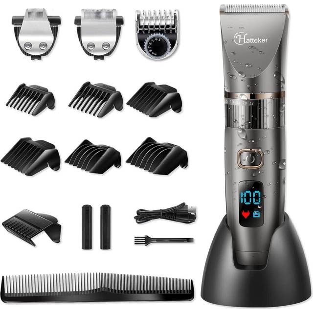 Hatteker Professional Hair Clipper Cordless Clippers Hair Trimmer Beard Trimmer Shaver Detail Trimmer Hair Cutting Kit for Men Waterproof