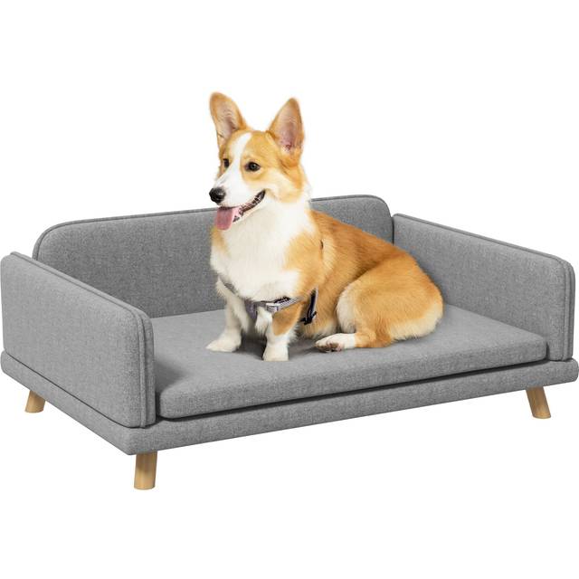 PawHut Dog Sofa Bed with Legs - Water-Resistant Fabric for Medium Dogs - Grey | TJ Hughes