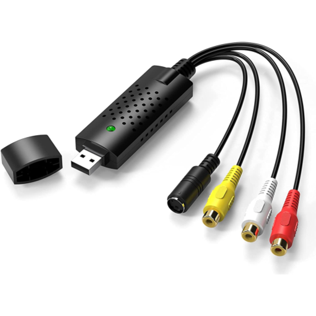 Rybozen Video Grabber USB Capture Card, Convert Hi8 VHS to Digital DVD for Windows PC, Audio Video Digitize Converter Adapter