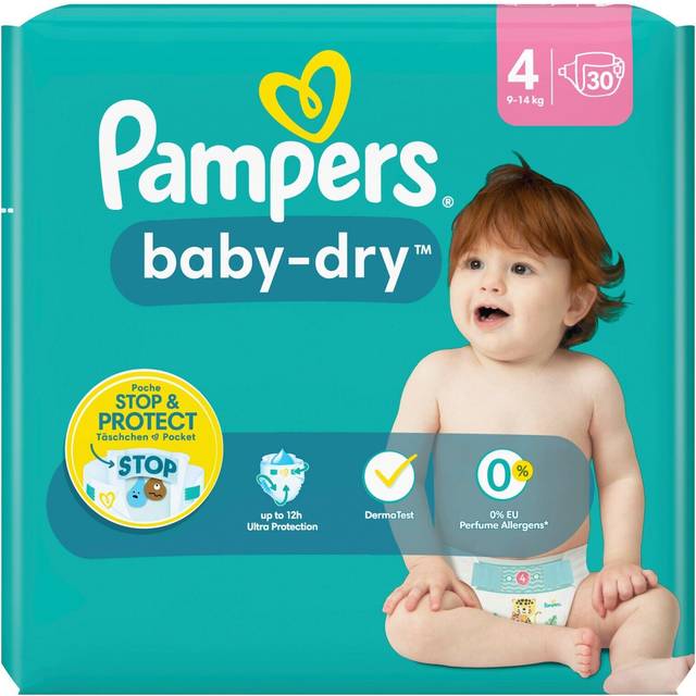 Pampers Baby-Dry Bl&#xF6;jor Storlek 4 Maxi (9-14 kg) - 30 st