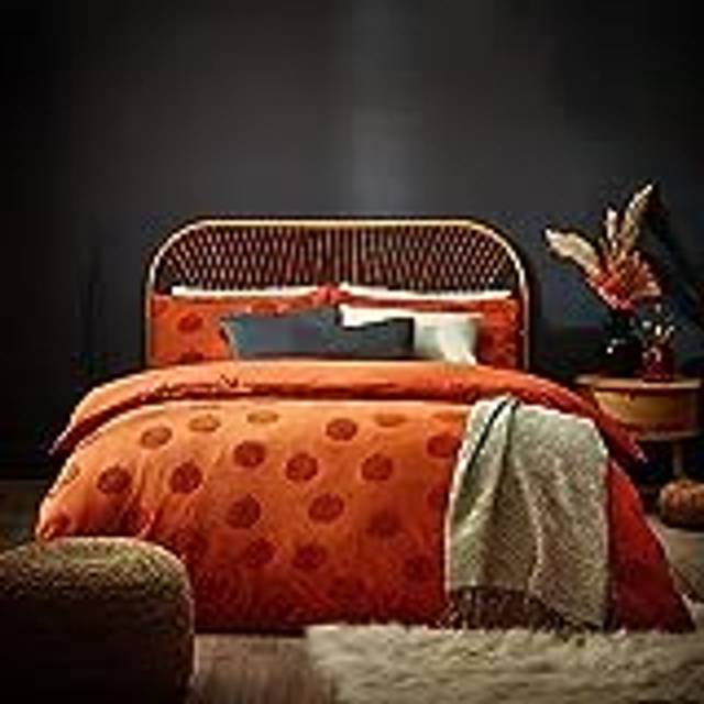 furn. Furn. Pumpkin Tufted 100% King Duvet Cover Set, Orange