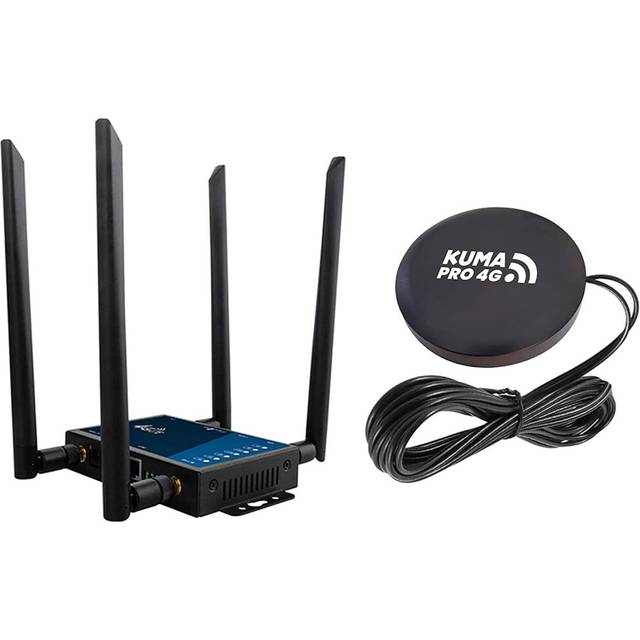 KUMA CONNECT PRO - SIM Unlocked LiTE 4G Router and Roof Mount PRO Antenna - Turn 4G LTE Signal into WiFi Internet Hotspot for House Garden Office