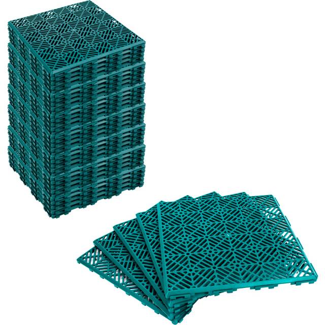 (8 x 5pc Anti-Slip Deck Boards) KCT Green Garden Path and Patio Decking Interlocking Tiles