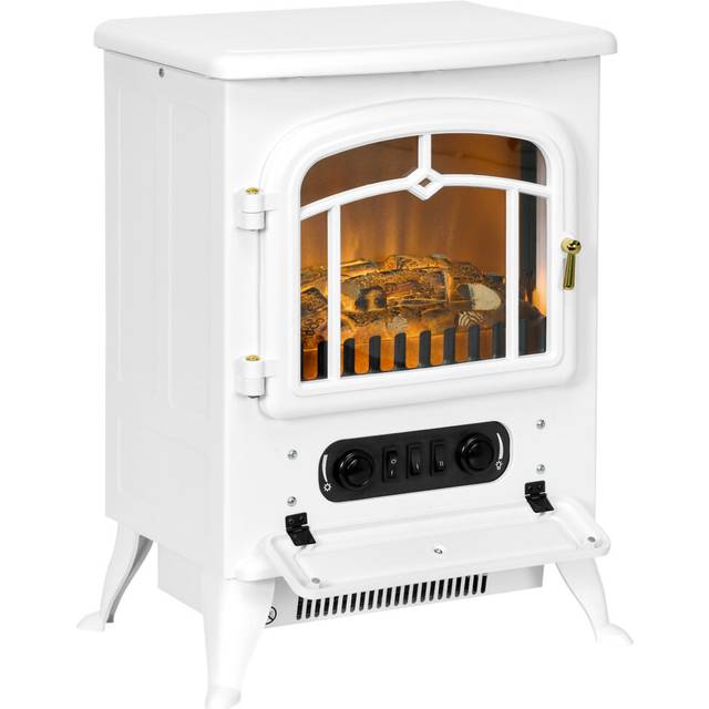 Homcom Modern Electric Fireplace, Freestanding Electric Stove Fire With Flame Effect, 950/1850w, White