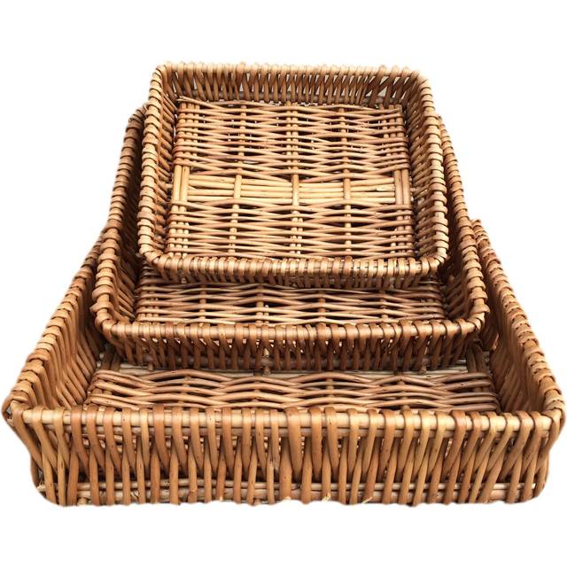 Set of 3 Shallow Wicker Trays - Set of 3
