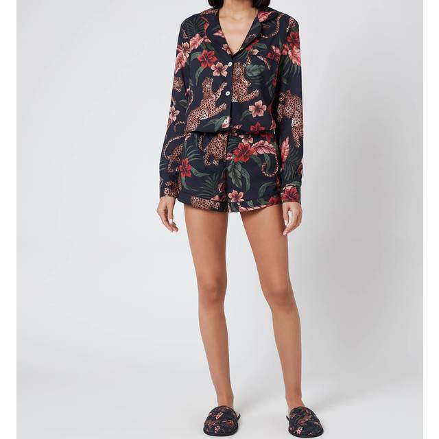 Desmond and Dempsey Womens Navy Animal-print Cotton Pyjama Set Xs - NAVY