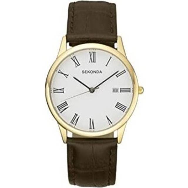 Sekonda Classic Brown Leather Strap Watch 3676 - Gold