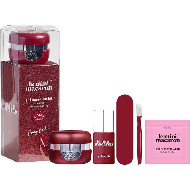 Le mini macaron Gel Manicure Kit Ruby Red 8,5 ml + 4 pcs