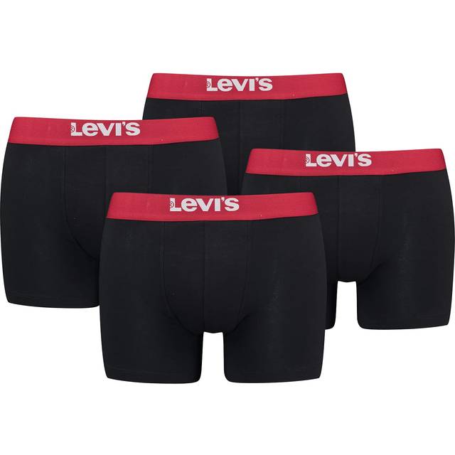 Levis 2-pack Men Solid Basic Boxer Brief - Black/Red - Large * Kampanj *