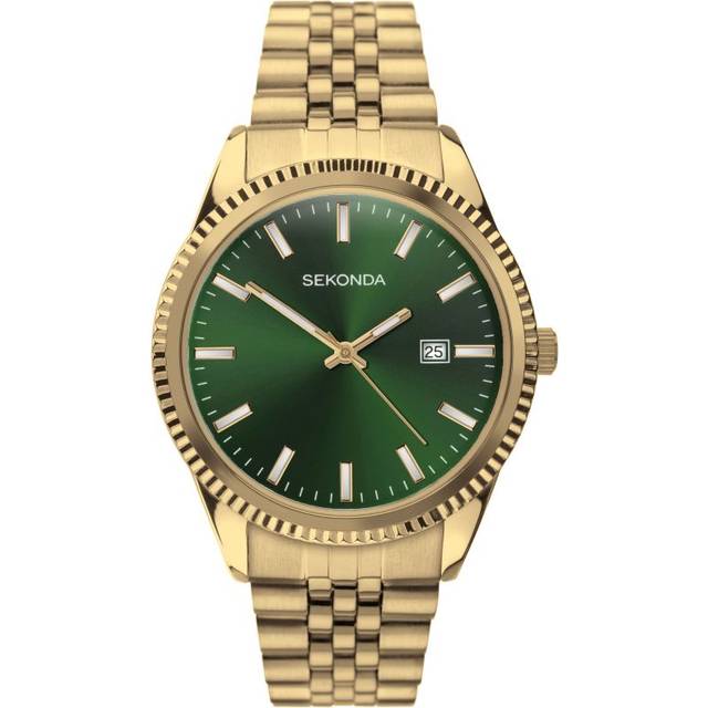 Sekonda mens watch 30157 - green dial gold tone
