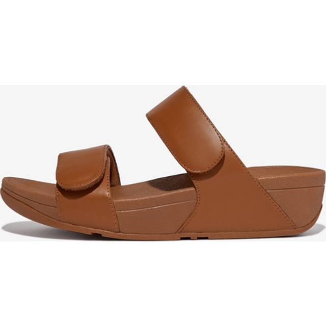 FitFlop Lulu Adjustable Leather Women's Slides Sandals - Light Tan - UK 5.5