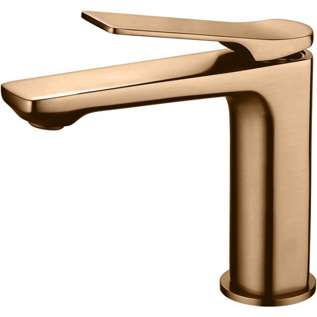 Invena - Brushed Copper Bathroom Sink Tap Standing Mixer Single Lever