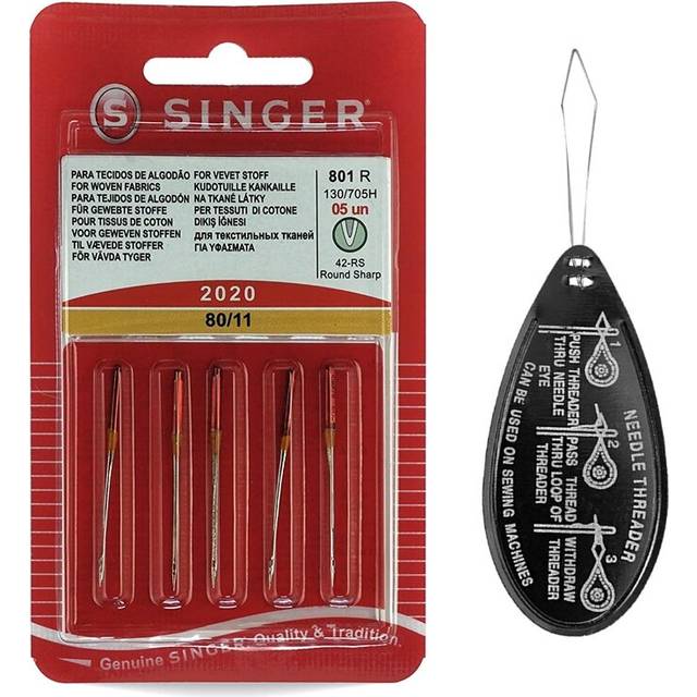 Singer Universal 2020 Sewing Machine Needles Size 80/11, Inc. Threader