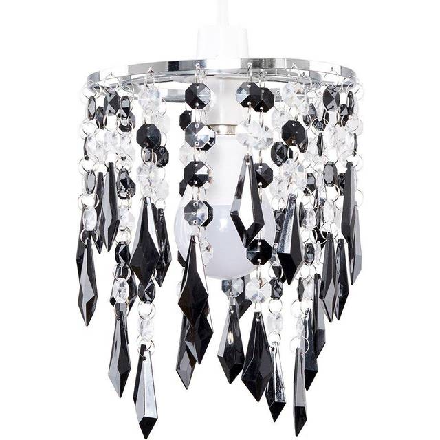 Elegant Chandelier Design Ceiling Pendant Light Shade With Black And Clear Acrylic Jewel Droplets