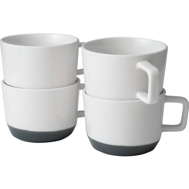 Libbey Austin Basalt Blue Porcelain Coffee Mugs  Modern Colorblocked Large Coffee Mugs Set of 4  Stackable Ceramic Mug Set for Holidays  Daily Use