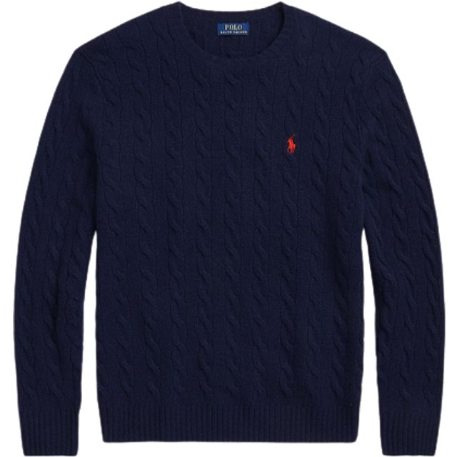 Polo Ralph Lauren Cable Knit Wool Cashmere Crewneck Sweater - Hunter Navy