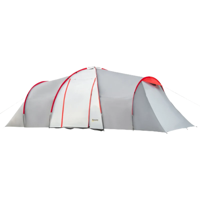 Outsunny 4-6 Person Camping Tent with 2 Bedroom, Living Area and Vestibule, Grey