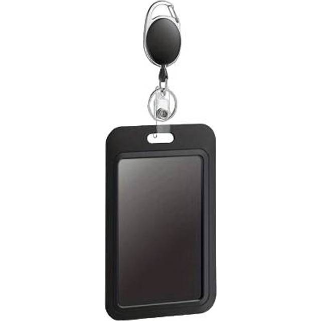 SHEIN 1pc Black Id Card Holder With Retractable Sliding Cover, Suitable For Use With Transit Cards, Id Cards And Employee Badges Back To School