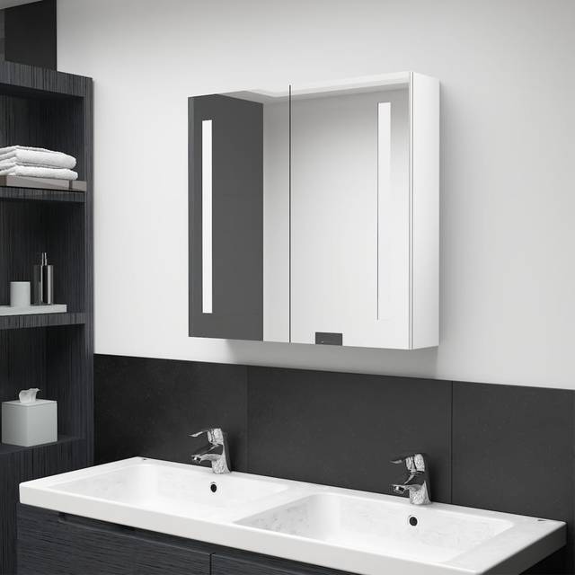 (shining white, 62 x 14 x 60 cm) vidaXL LED Bathroom Mirror Cabinet Washroom Wall Cabinet Storage Vanity Unit