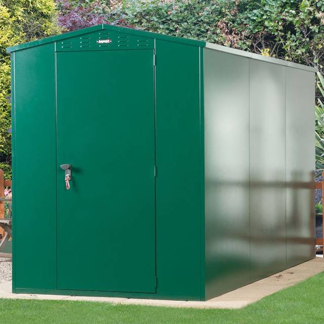Asgard Flexistore 5 ft. W x 11 ft. D Metal Apex Garden Shed Green 157.48cm W X 332.74cm D X 198.12cm H