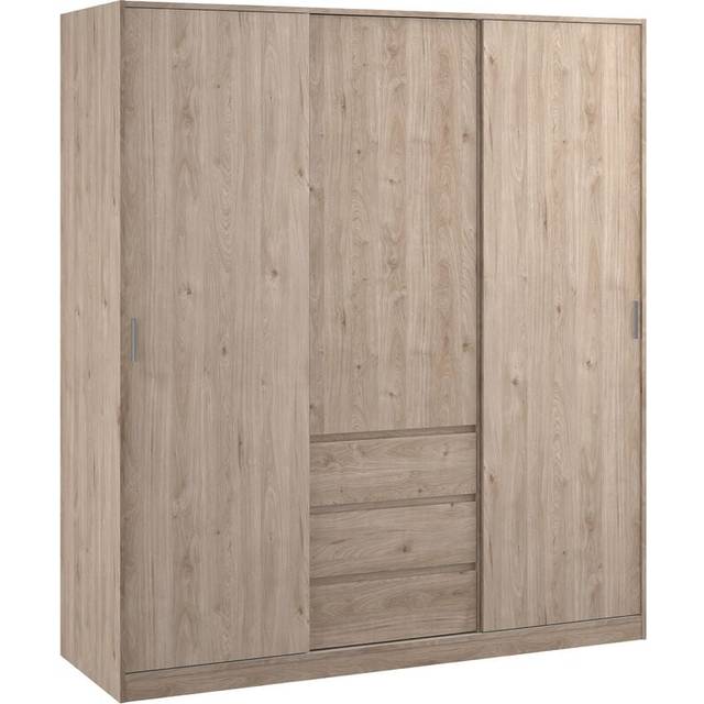 Florence 3 Door 3 Drawer Jackson Hickory Oak Sliding Wardrobe - Furniture to Go - Wood - Single Door