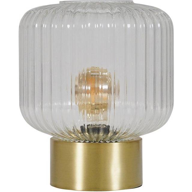Minisun - Patterson Satin Gold Base Bedside Table Lamp with Clear Glass Textured Light Shade