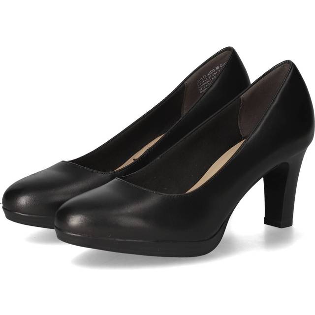 Tamaris dam pumps läder blockklack, svart, 39 EU