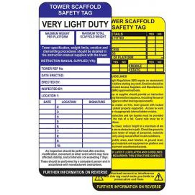 Spectrum Industrial Tower ScafFold Safety Tag Inserts, Pack of 10