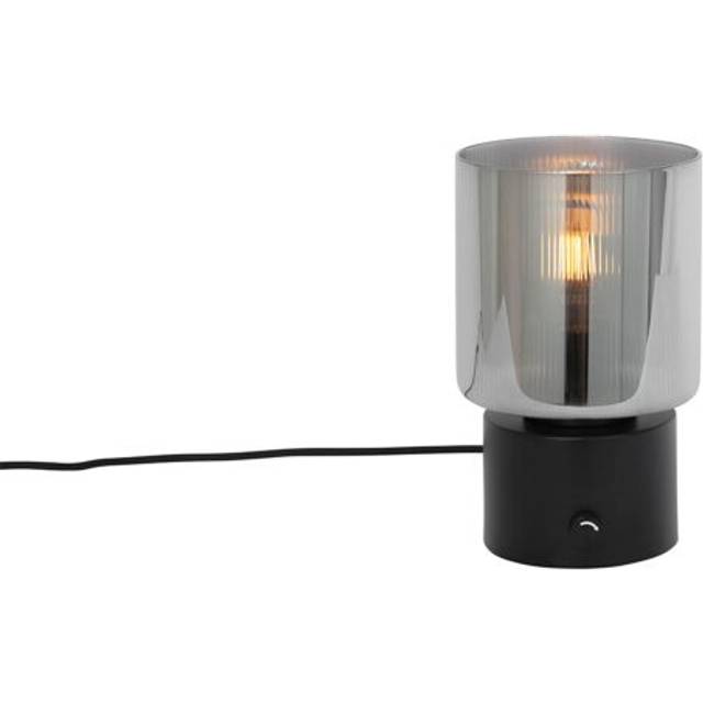 Art Deco Table Lamp Black with Smoke Glass - Laura