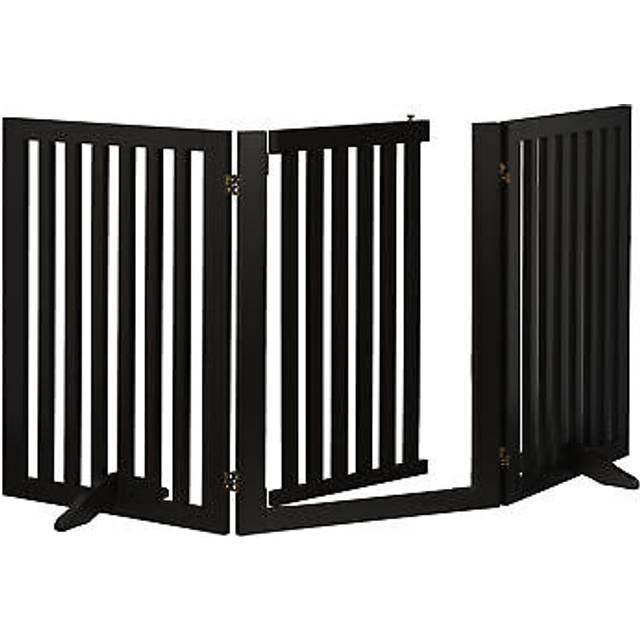 Relaxdays - Safety Gate with Door, Retractable, with Feet, Children & Pets, Free-Standing Barrier, HxW: 70x154 cm, Black