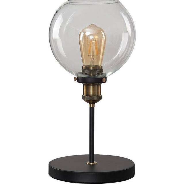 Sheridan Industrial Style Black and Gold Table Lamp with Clear Glass Globe Shade