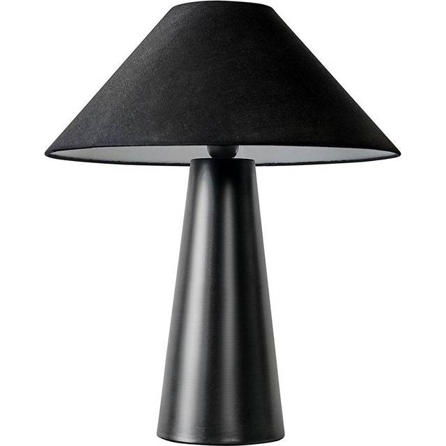 Galvani Matt Black Cone Shaped Bedside Table Desk Lamp with Fabric Light Shade