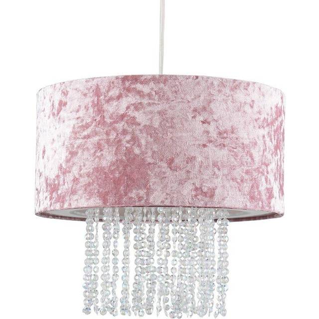ValueLights Boland Dusky Pink Velvet Droplets Pendant Shade - 35 x 33 x 35cm