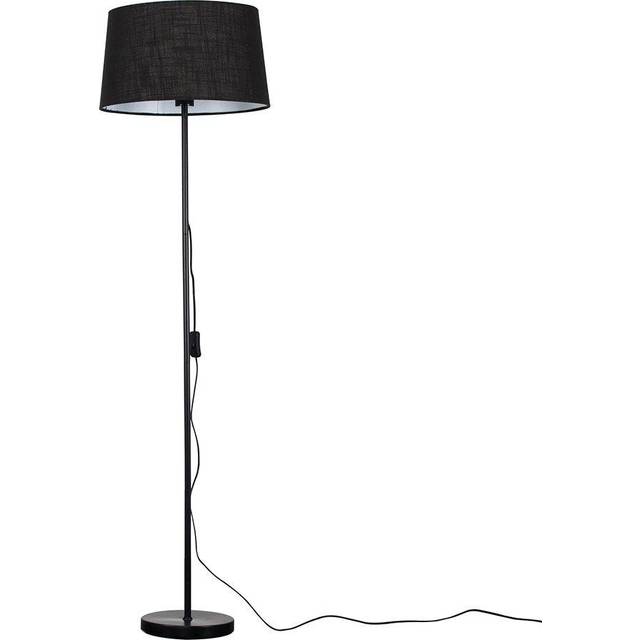 Modern Standard Floor Lamp in a Black Metal Finish with a Black Tapered Shade